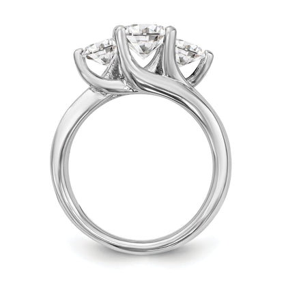 1.00ct. CZ Solid Real 14K White Gold 3-Stone Engagement Ring