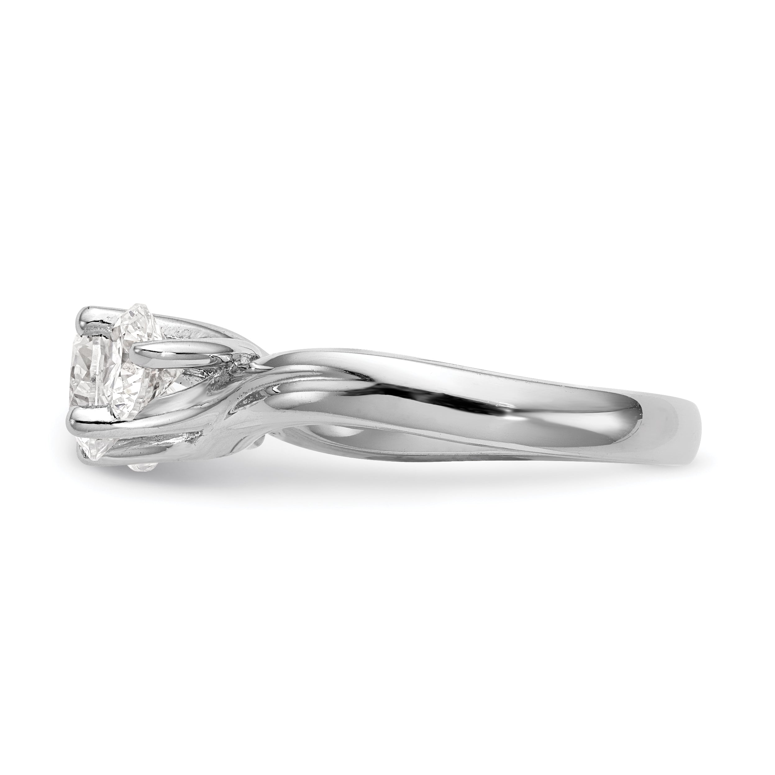 0.38ct. CZ Solid Real 14K White Gold 3-Stone Engagement Ring
