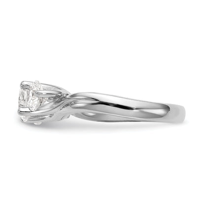 0.38ct. CZ Solid Real 14K White Gold 3-Stone Engagement Ring