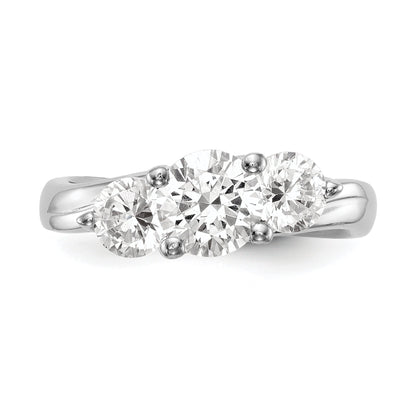 1.00ct. CZ Solid Real 14K White Gold 3-Stone Engagement Ring
