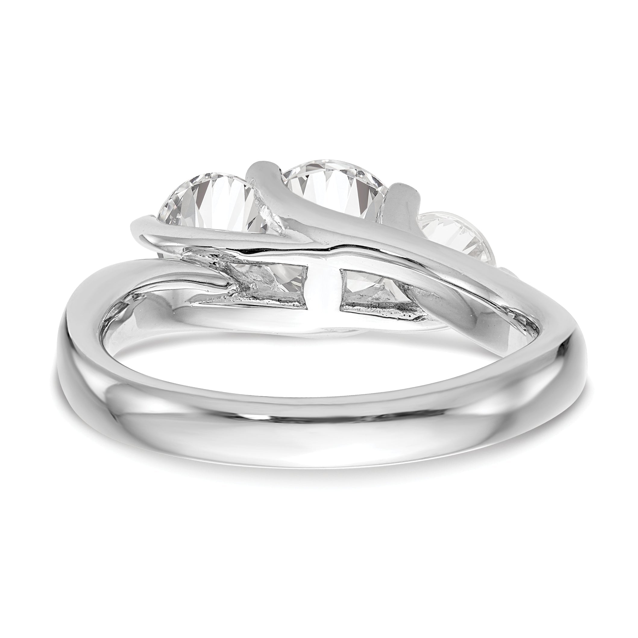 0.38ct. CZ Solid Real 14K White Gold 3-Stone Engagement Ring