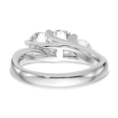 0.75ct. CZ Solid Real 14K White Gold 3-Stone Engagement Ring