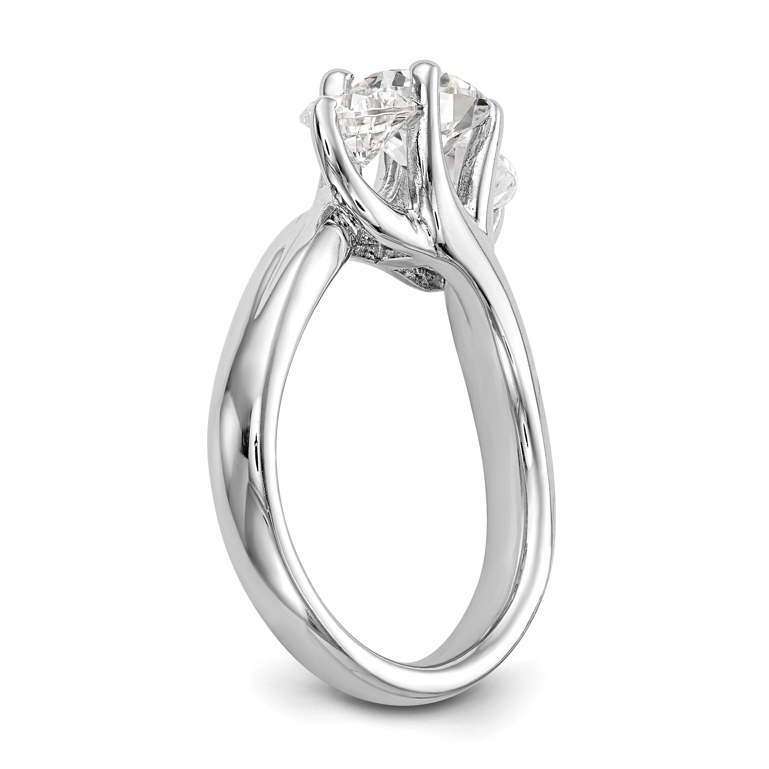 0.38ct. CZ Solid Real 14K White Gold 3-Stone Engagement Ring