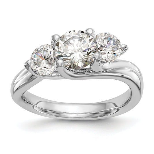 0.38ct. CZ Solid Real 14K White Gold 3-Stone Engagement Ring