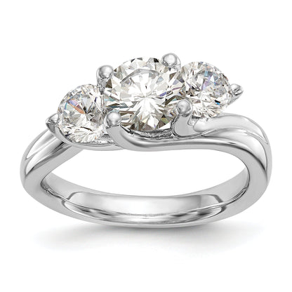 0.75ct. CZ Solid Real 14K White Gold 3-Stone Engagement Ring