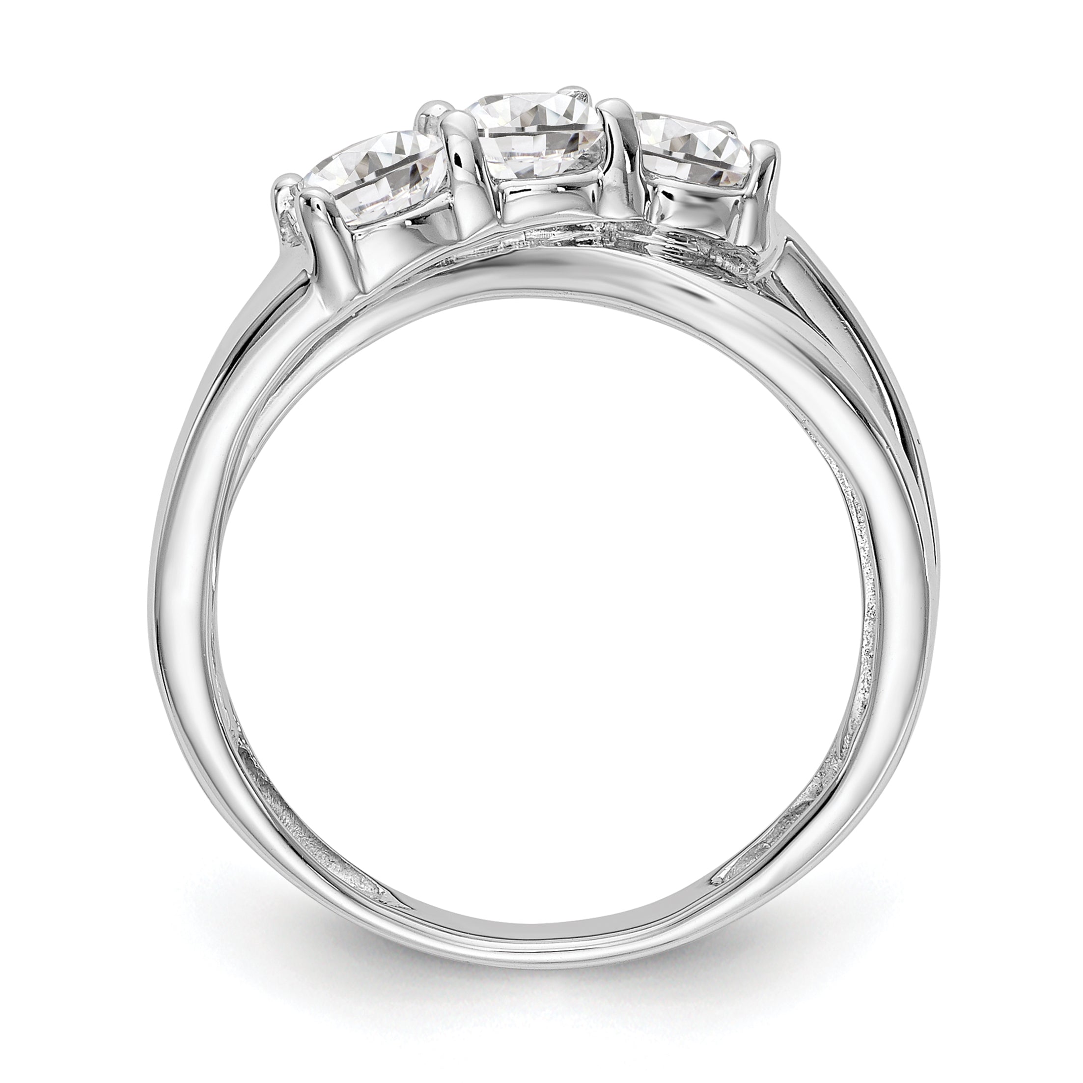 0.33ct. CZ Solid Real 14K White Gold 3-Stone Engagement Ring