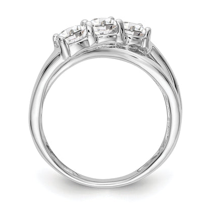 0.33ct. CZ Solid Real 14K White Gold 3-Stone Engagement Ring