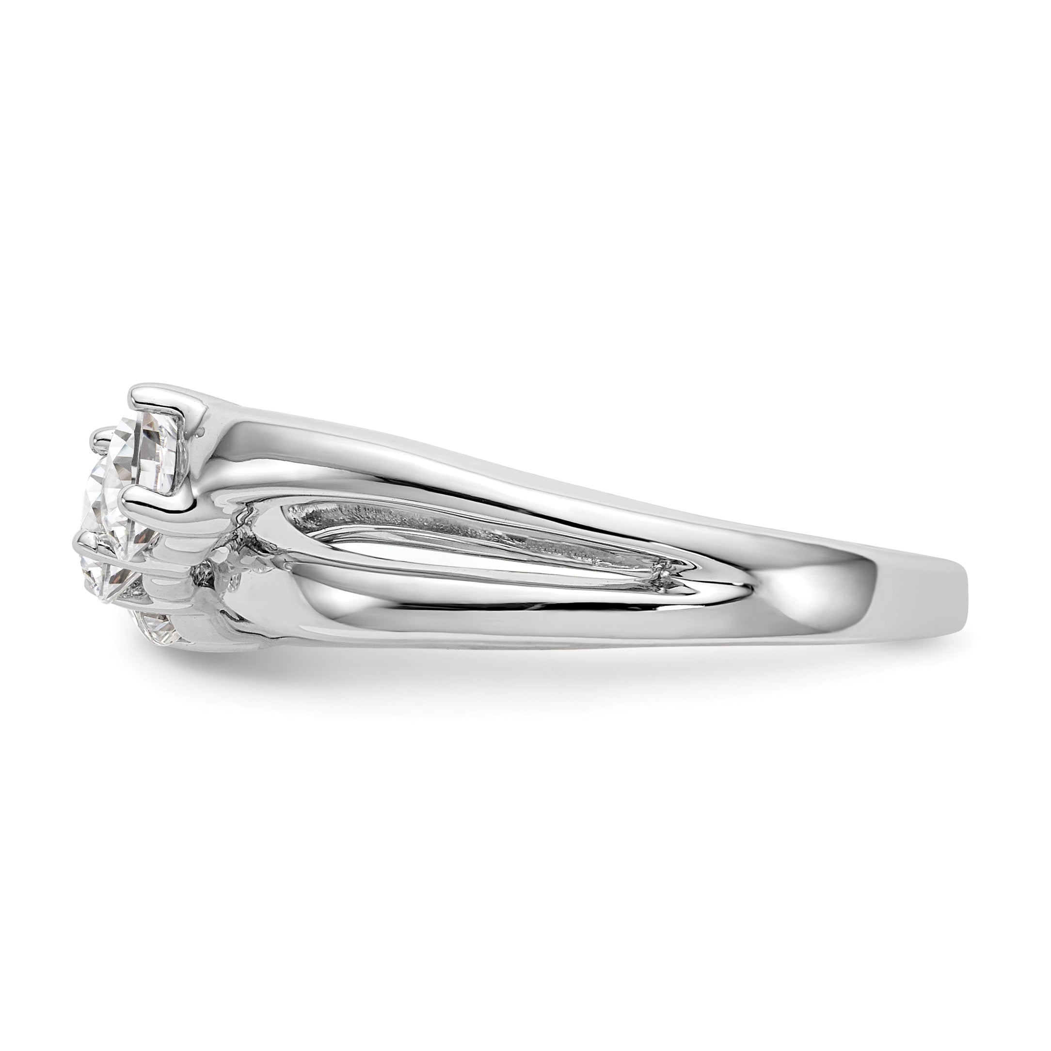 0.33ct. CZ Solid Real 14K White Gold 3-Stone Engagement Ring