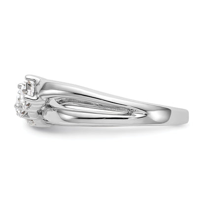 0.33ct. CZ Solid Real 14K White Gold 3-Stone Engagement Ring