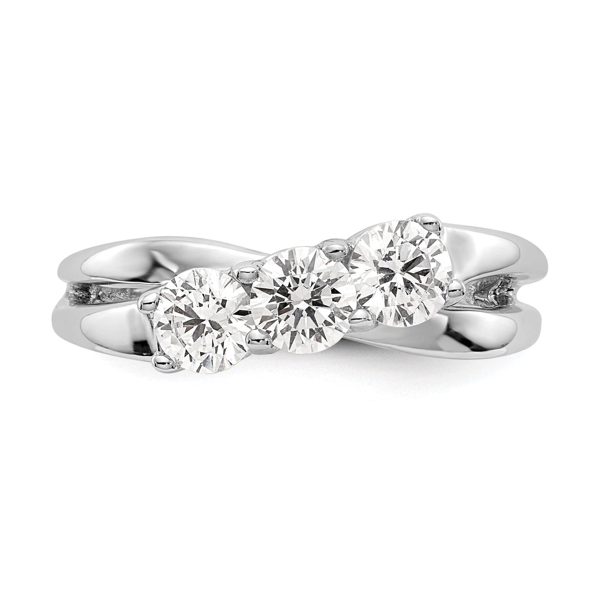 0.33ct. CZ Solid Real 14K White Gold 3-Stone Engagement Ring