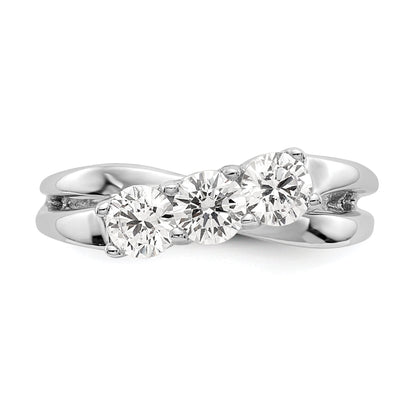 0.33ct. CZ Solid Real 14K White Gold 3-Stone Engagement Ring