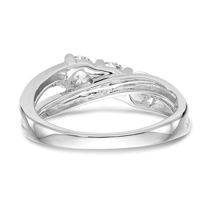 0.33ct. CZ Solid Real 14K White Gold 3-Stone Engagement Ring