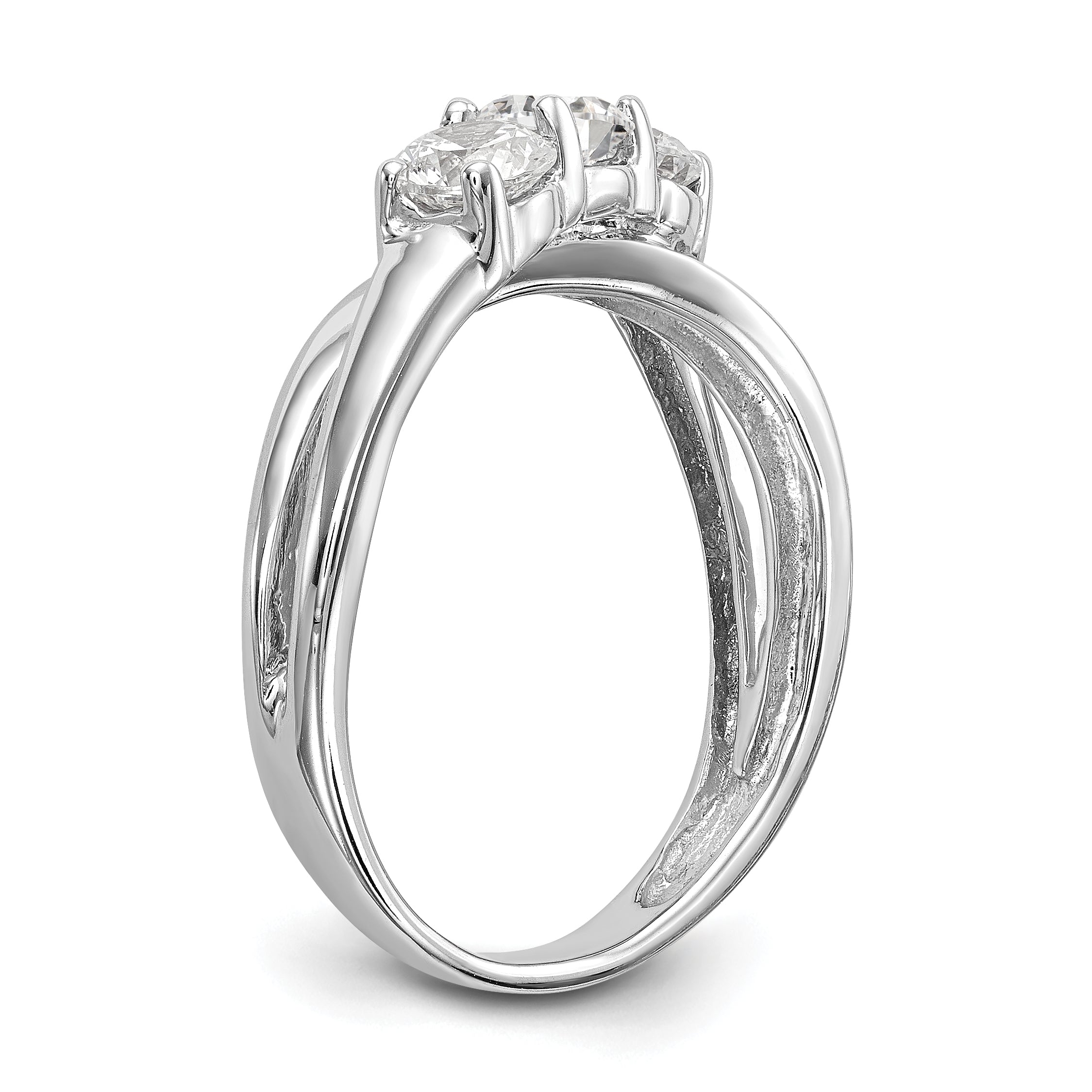 0.50ct. CZ Solid Real 14K White Gold 3-Stone Engagement Ring