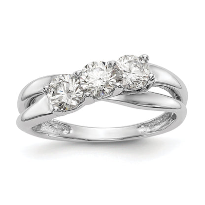 0.33ct. CZ Solid Real 14K White Gold 3-Stone Engagement Ring