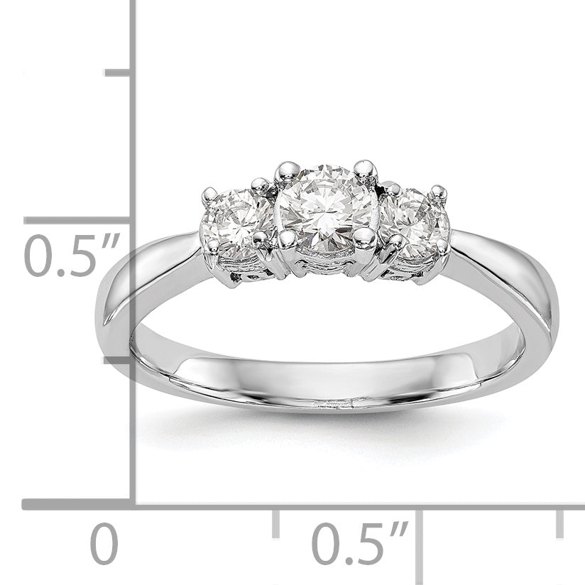 0.33ct. CZ Solid Real 14K White Gold 3-Stone Engagement Ring