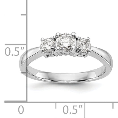 0.33ct. CZ Solid Real 14K White Gold 3-Stone Engagement Ring
