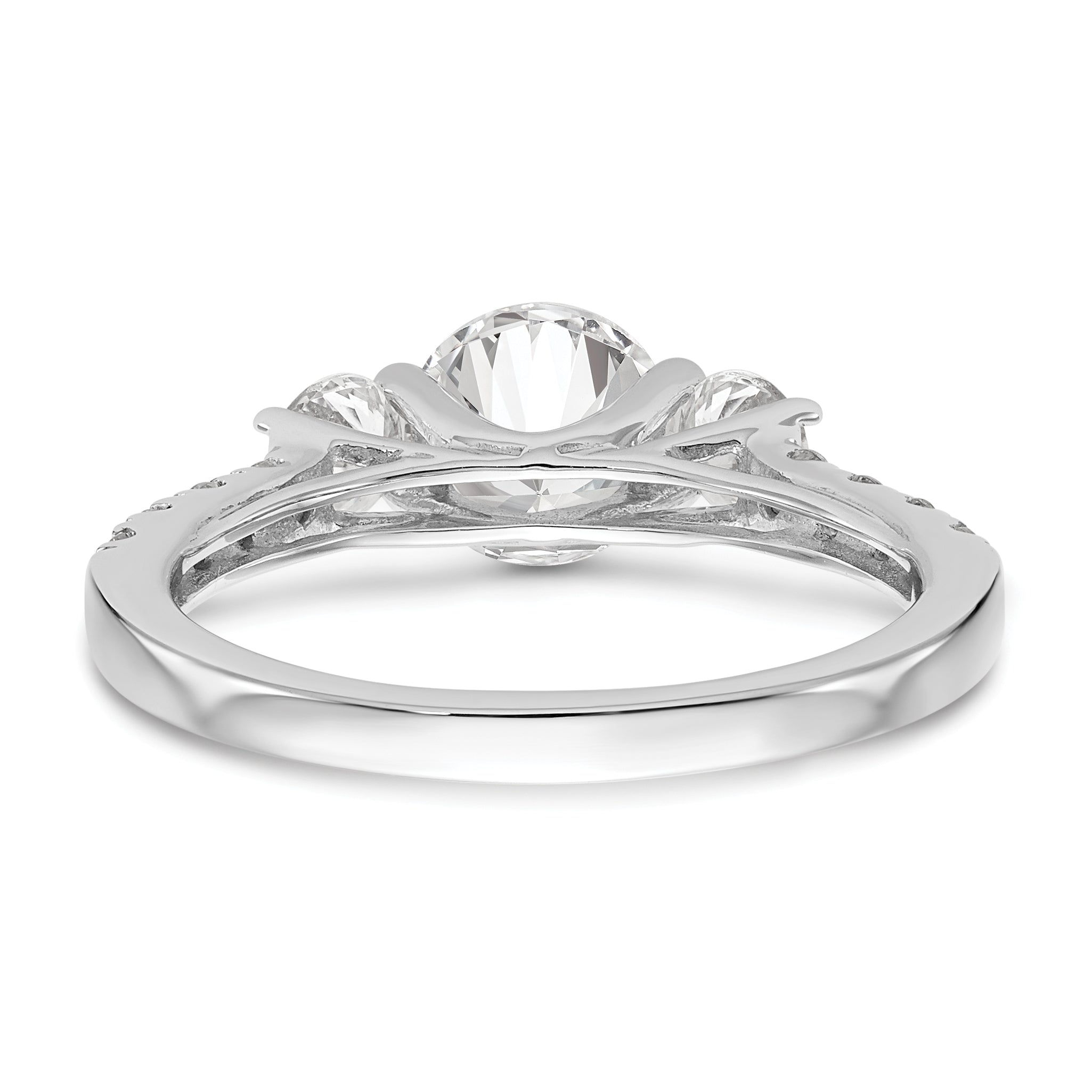 1.00ct. CZ Solid Real 14K White Gold 3-Stone Engagement Ring