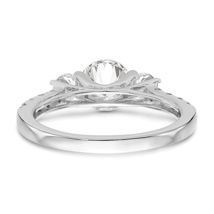 1.00ct. CZ Solid Real 14K White Gold 3-Stone Engagement Ring