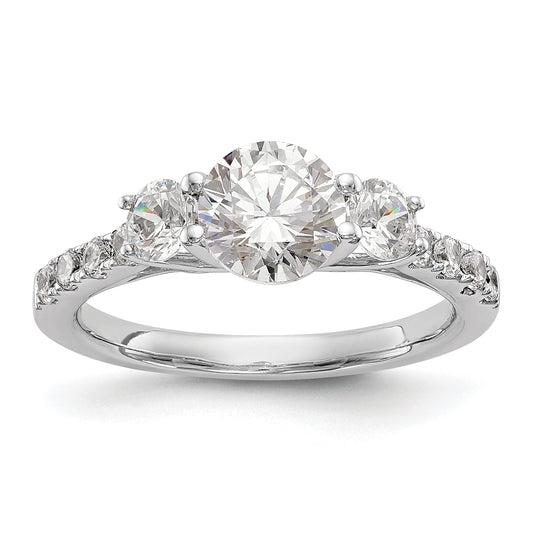 1.00ct. CZ Solid Real 14K White Gold 3-Stone Engagement Ring