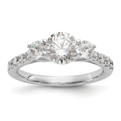 1.00ct. CZ Solid Real 14K White Gold 3-Stone Engagement Ring