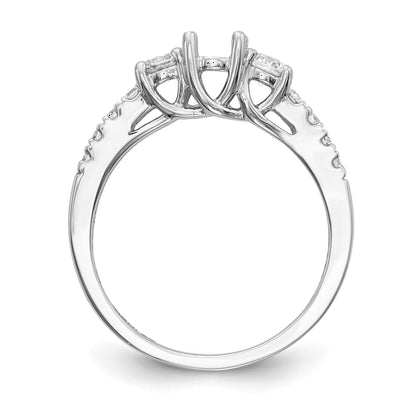 0.33ct. CZ Solid Real 14K White Gold 3-Stone Engagement Ring