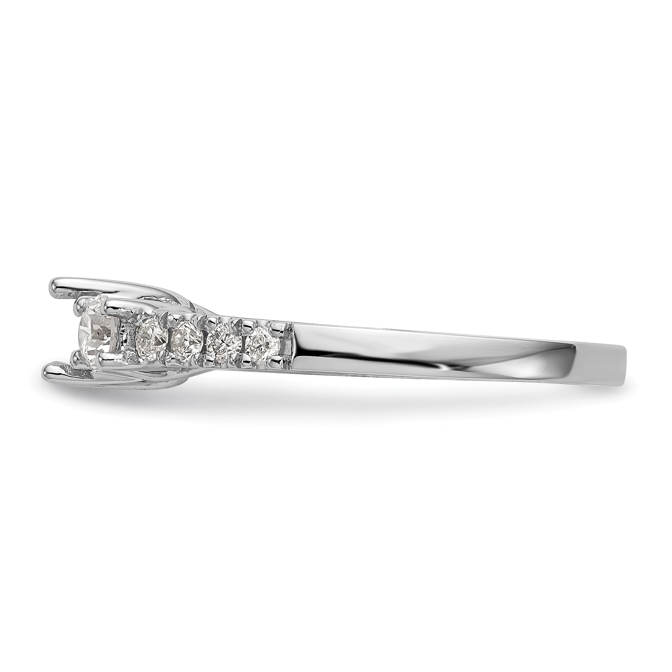0.33ct. CZ Solid Real 14K White Gold 3-Stone Engagement Ring