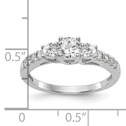 0.33ct. CZ Solid Real 14K White Gold 3-Stone Engagement Ring