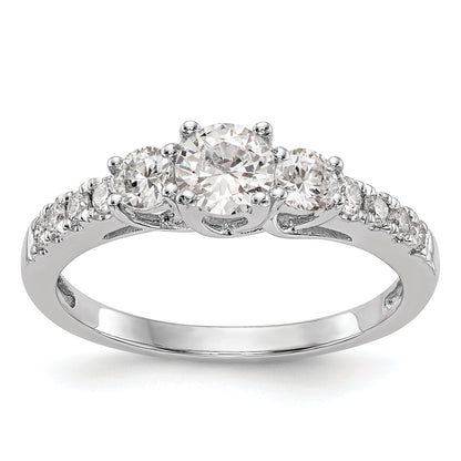 0.33ct. CZ Solid Real 14K White Gold 3-Stone Engagement Ring