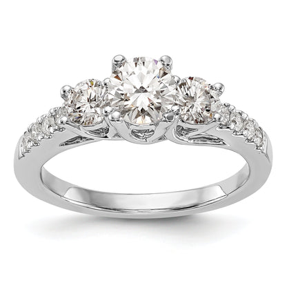 0.33ct. CZ Solid Real 14K White Gold 3-Stone Engagement Ring