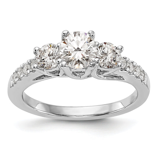 0.33ct. CZ Solid Real 14K White Gold 3-Stone Engagement Ring