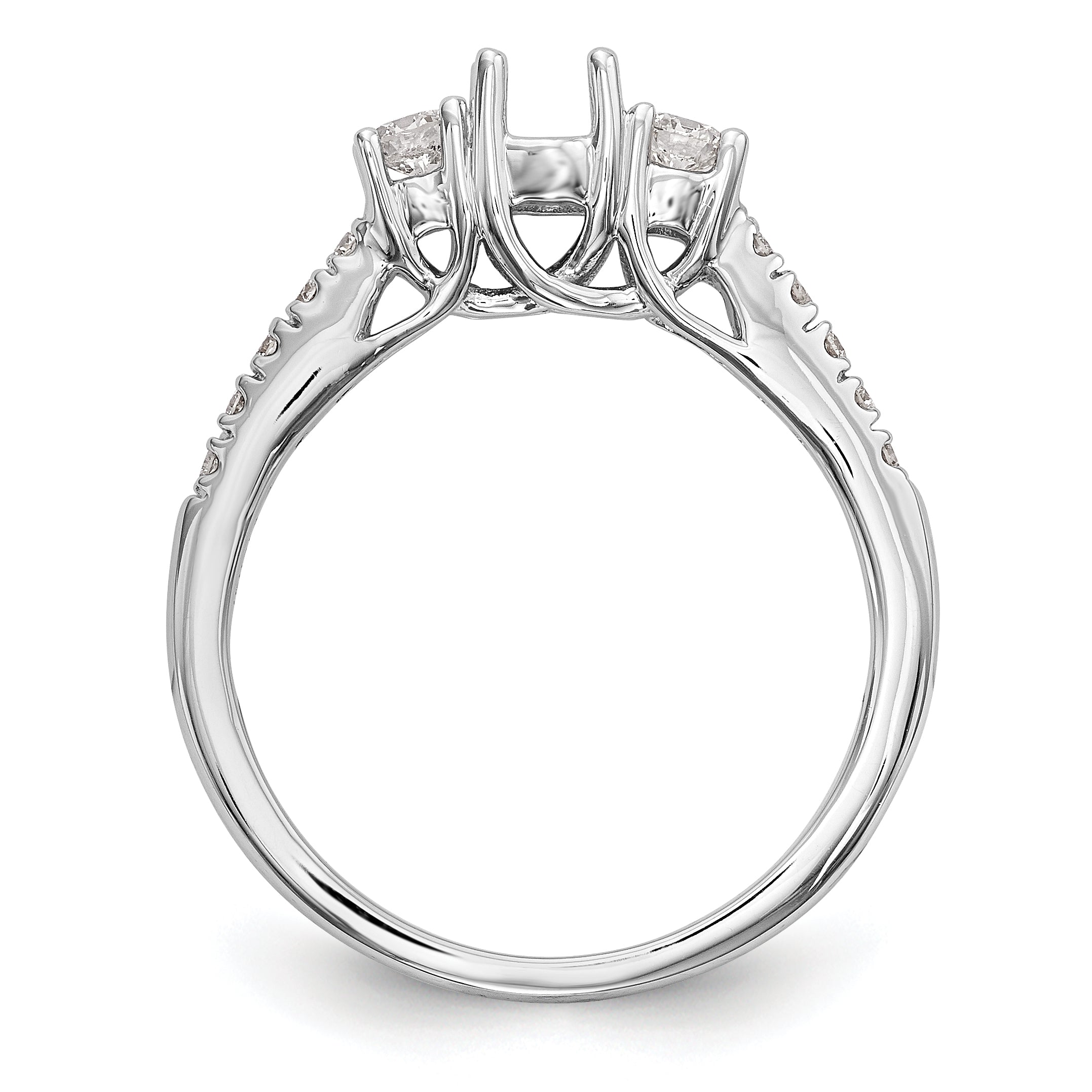 0.33ct. CZ Solid Real 14K White Gold 3-Stone Engagement Ring