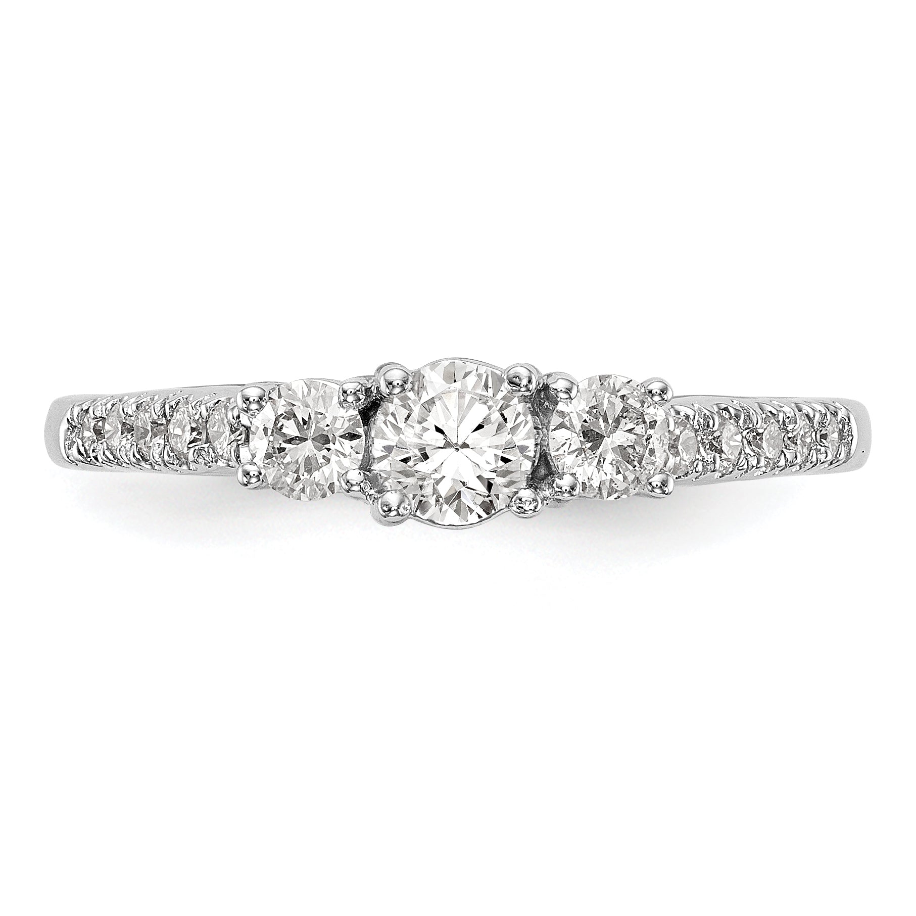 0.33ct. CZ Solid Real 14K White Gold 3-Stone Engagement Ring