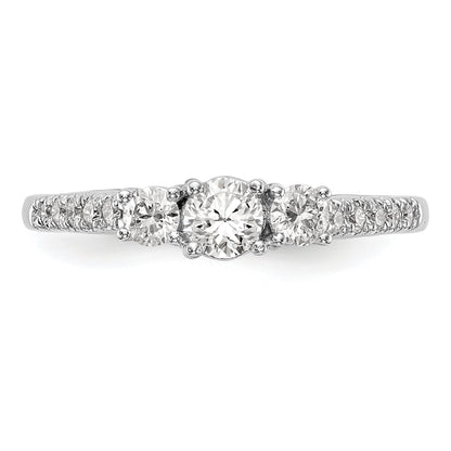 0.33ct. CZ Solid Real 14K White Gold 3-Stone Engagement Ring