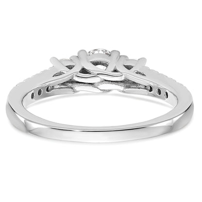 0.33ct. CZ Solid Real 14K White Gold 3-Stone Engagement Ring