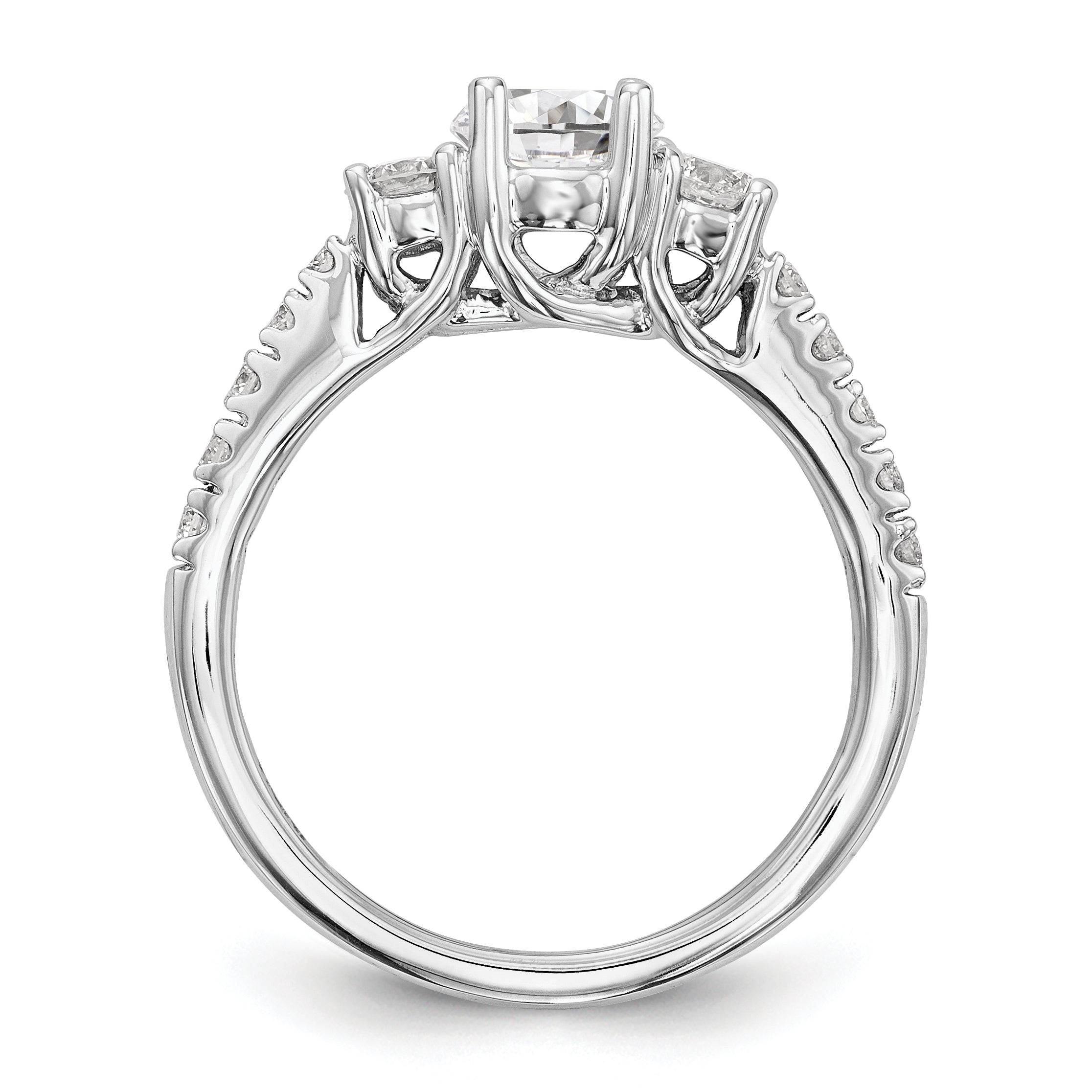 0.50ct. CZ Solid Real 14K White Gold 3-Stone Engagement Ring