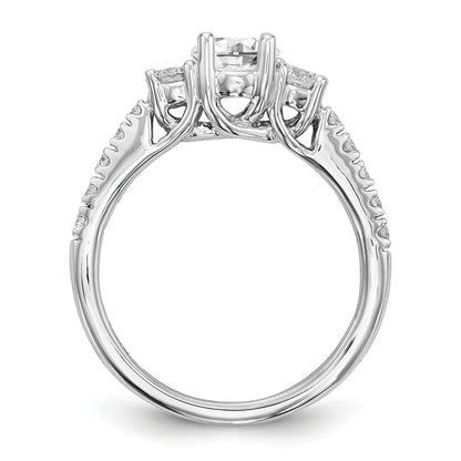 0.50ct. CZ Solid Real 14K White Gold 3-Stone Engagement Ring