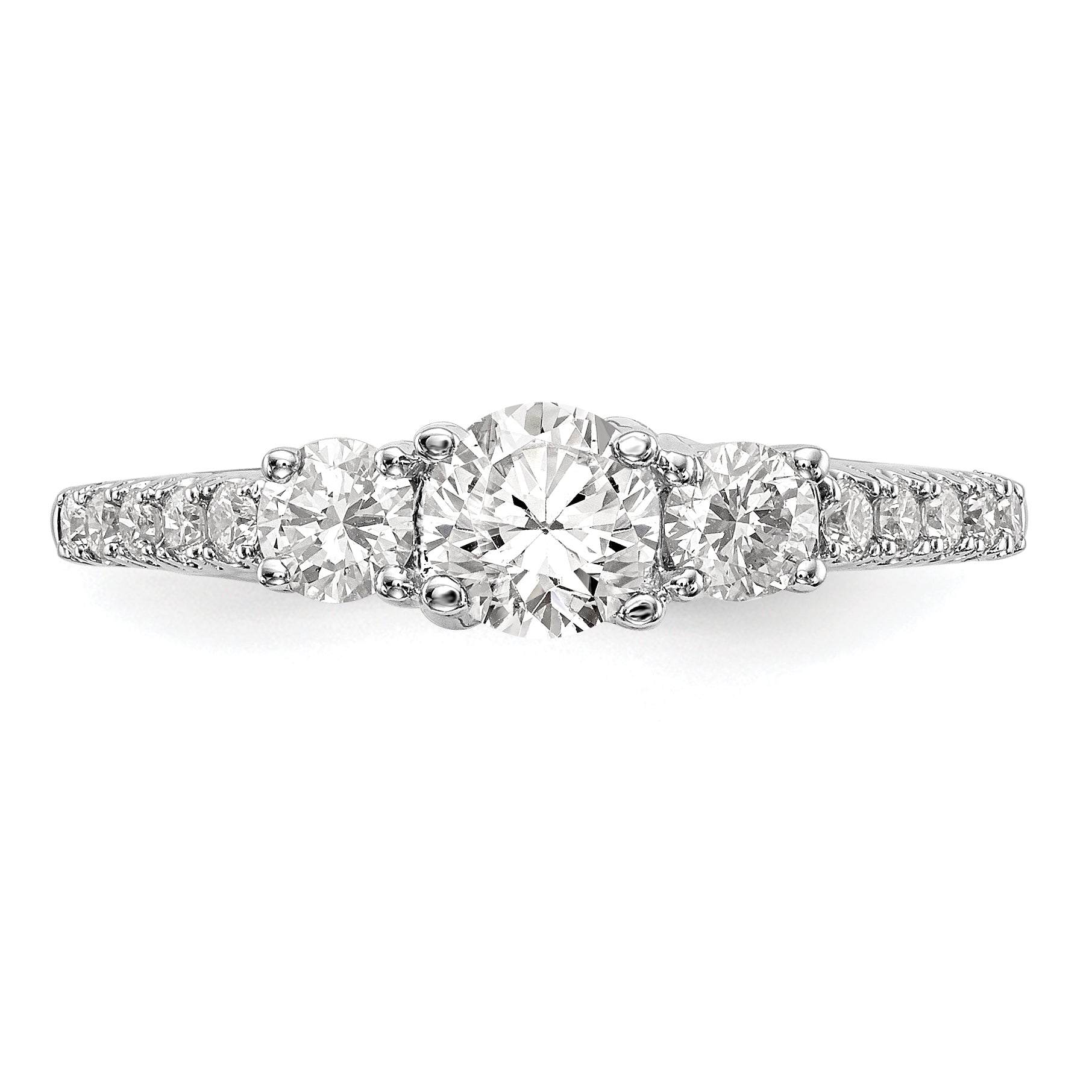 0.50ct. CZ Solid Real 14K White Gold 3-Stone Engagement Ring