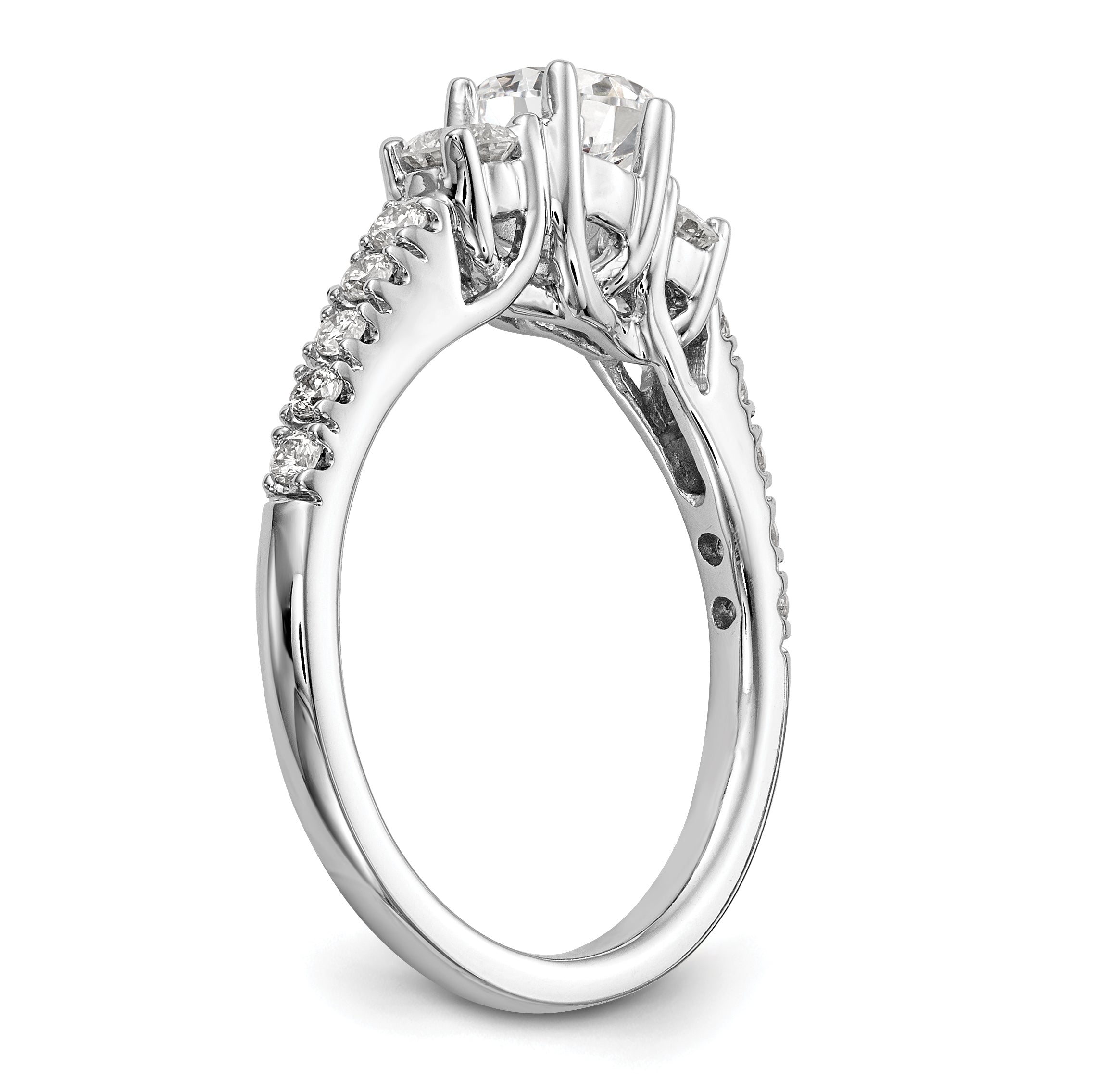 0.50ct. CZ Solid Real 14K White Gold 3-Stone Engagement Ring