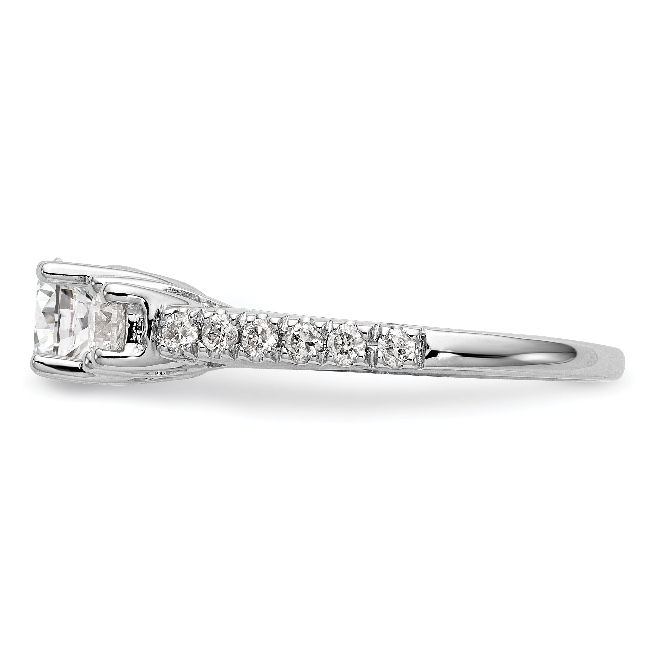 0.75ct. CZ Solid Real 14K White Gold 3-Stone Engagement Ring