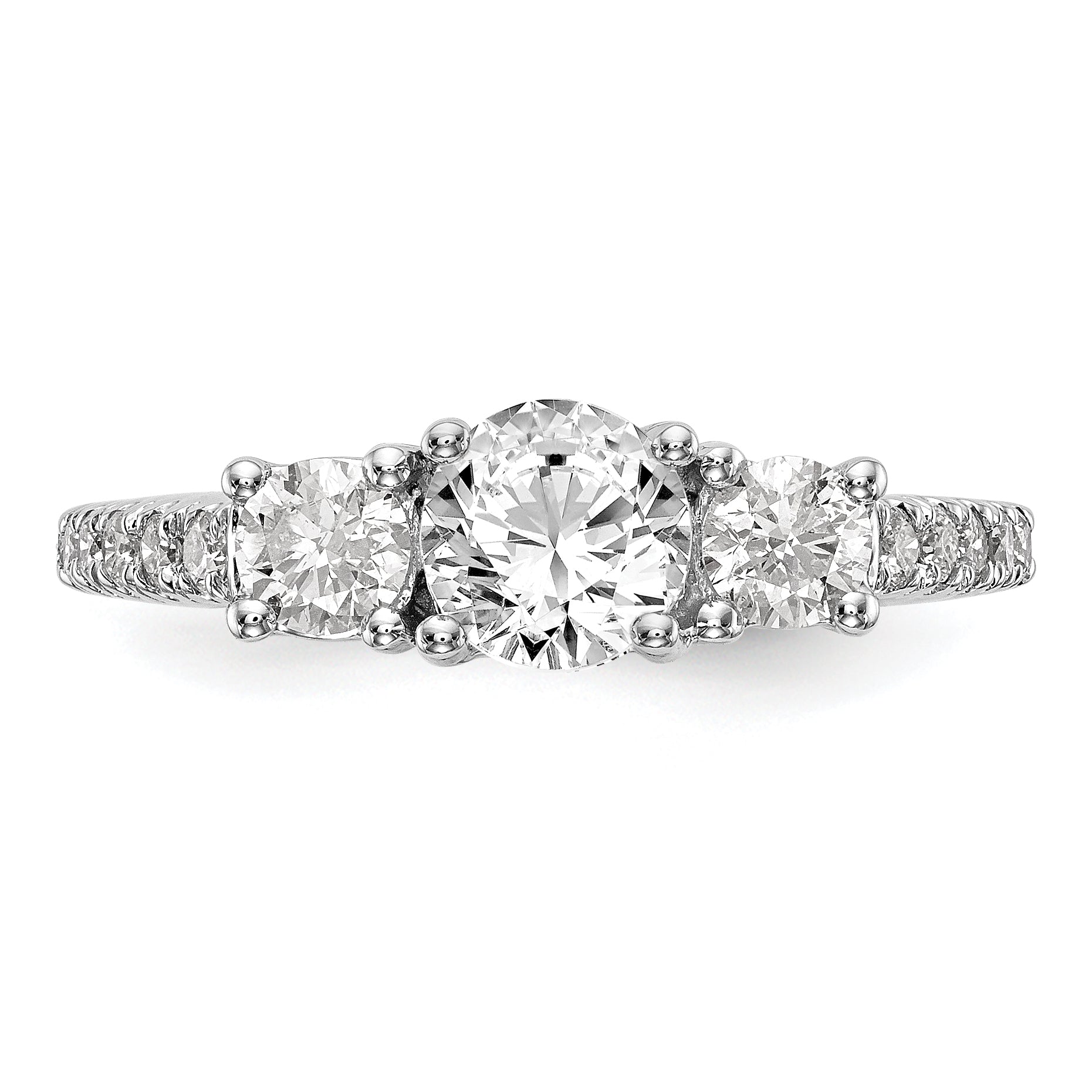 0.75ct. CZ Solid Real 14K White Gold 3-Stone Engagement Ring