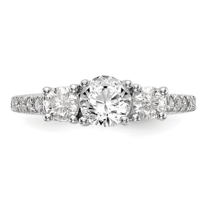 0.75ct. CZ Solid Real 14K White Gold 3-Stone Engagement Ring