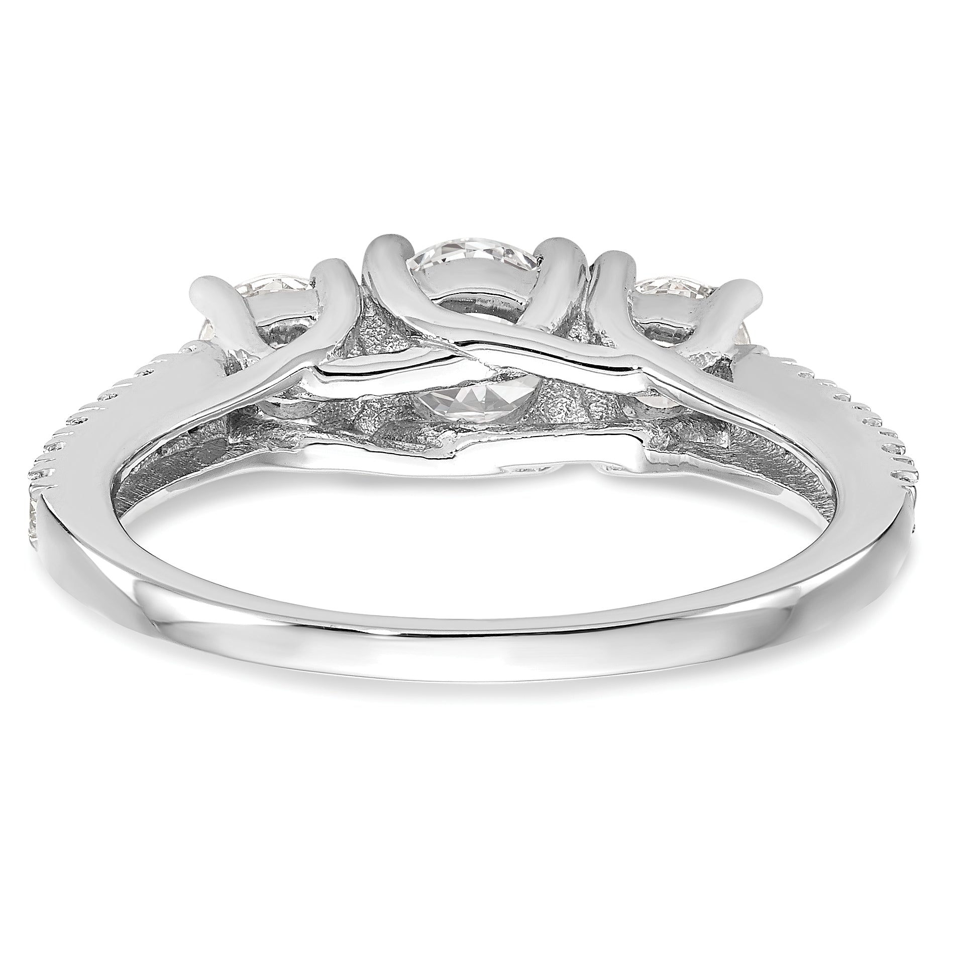 0.75ct. CZ Solid Real 14K White Gold 3-Stone Engagement Ring