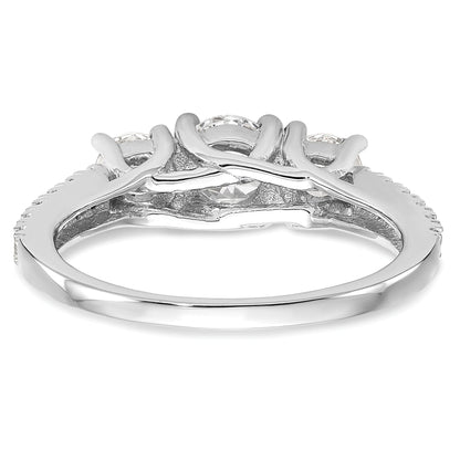 0.75ct. CZ Solid Real 14K White Gold 3-Stone Engagement Ring