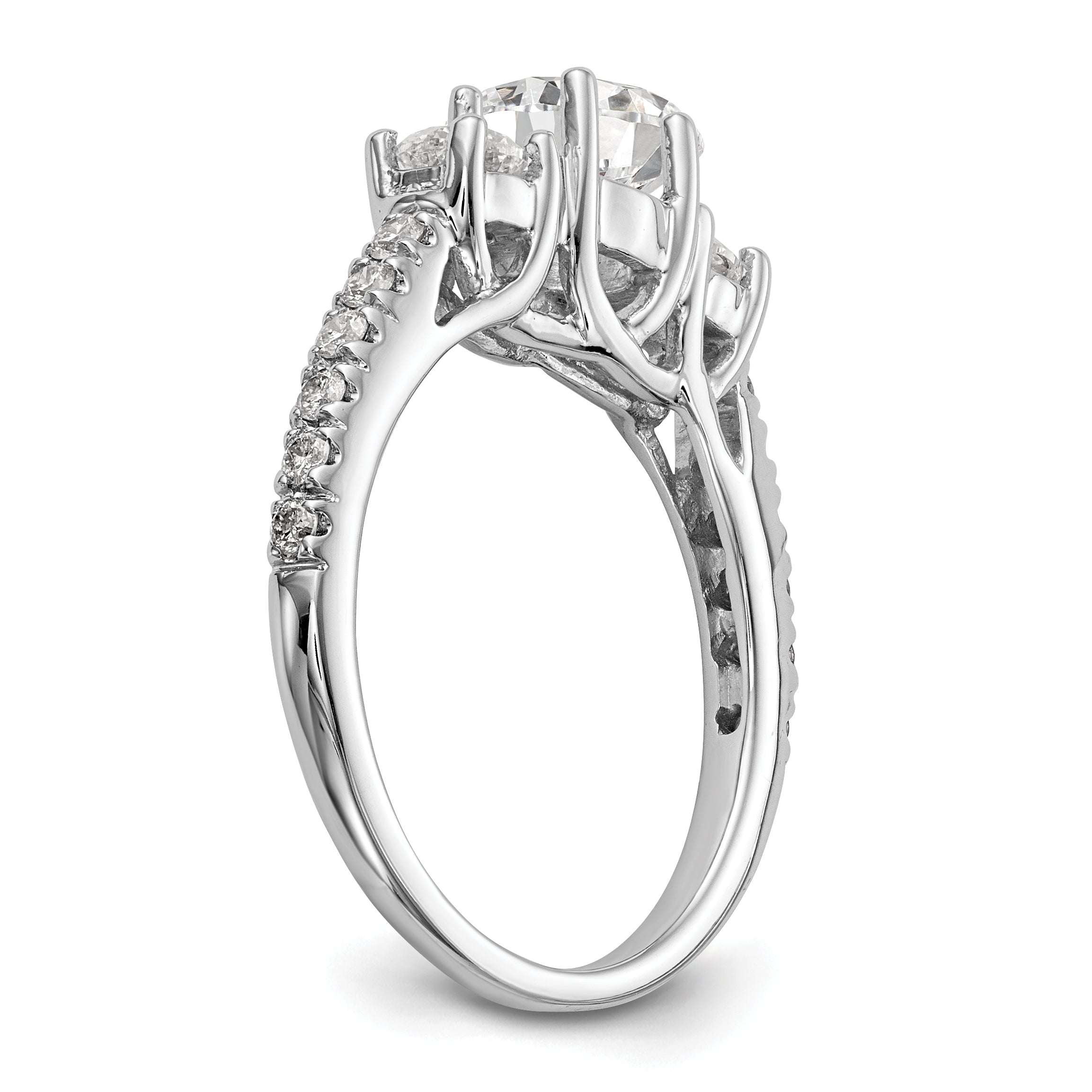 0.75ct. CZ Solid Real 14K White Gold 3-Stone Engagement Ring