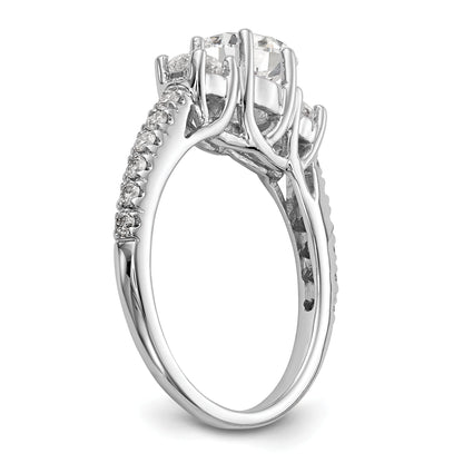 0.75ct. CZ Solid Real 14K White Gold 3-Stone Engagement Ring