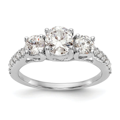 0.75ct. CZ Solid Real 14K White Gold 3-Stone Engagement Ring