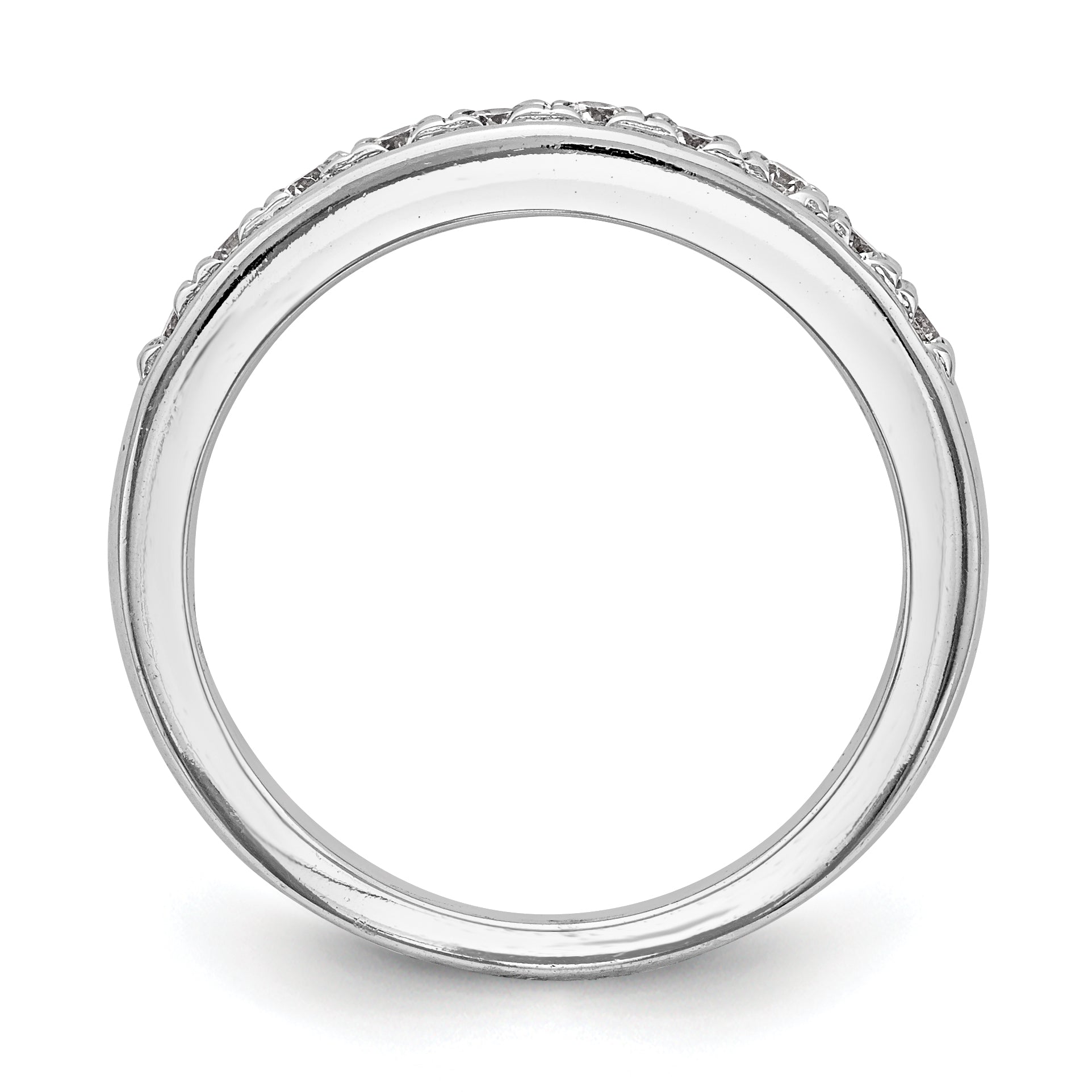 0.18ct. CZ Solid Real 14K White Gold Wedding Wedding Band Ring