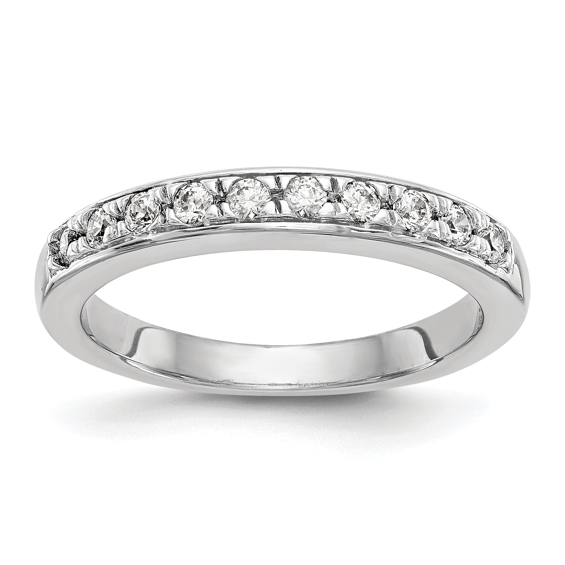 0.18ct. CZ Solid Real 14K White Gold Wedding Wedding Band Ring