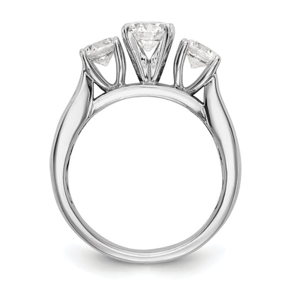 0.75ct. CZ Solid Real 14K White Gold Peg Set 3-Stone Engagement Ring