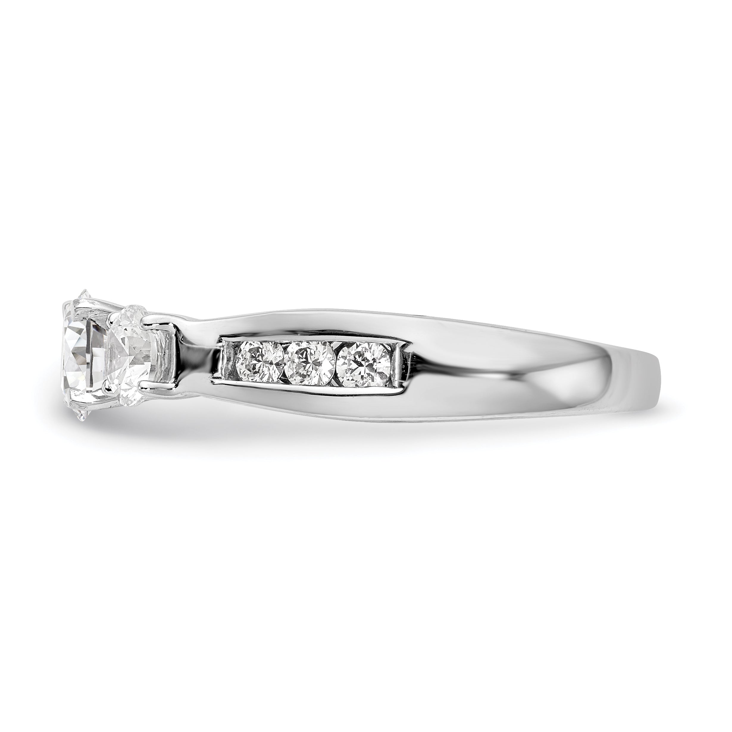 0.75ct. CZ Solid Real 14K White Gold Peg Set 3-Stone Engagement Ring